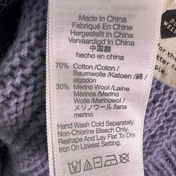 Madewell Womens Sz L Lavender Purple Ruffle Neck Bell Sweater Merino Wool Knit - Picture 9 of 11